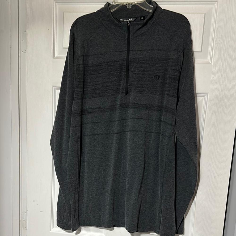 Travis Mathew Gray Zip Up Sweater with Mock Turtleneck and Long Sleeves